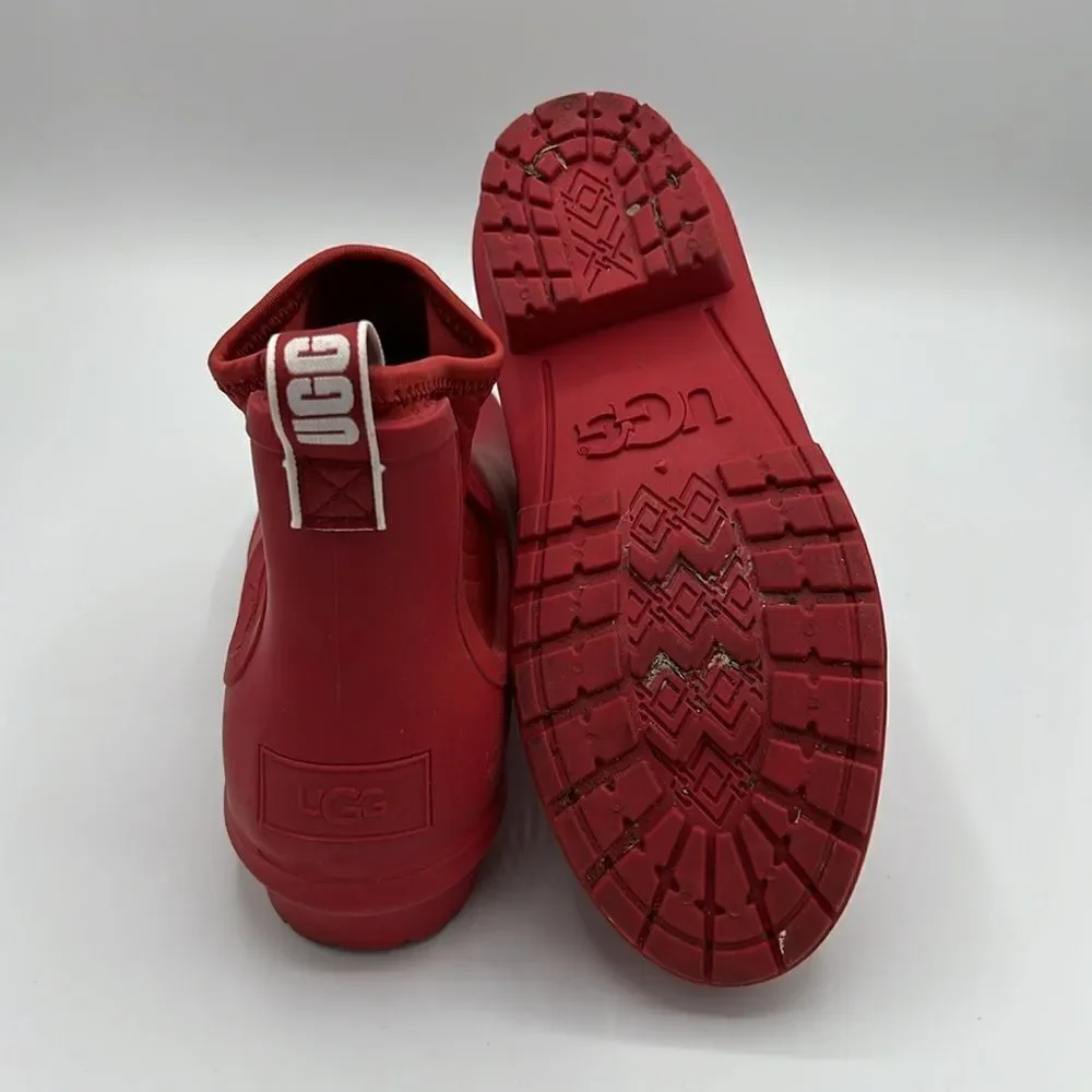 ✨UGG Red Rainboots Size‎ 6 Chevonne Ankle Rain Booties B22B